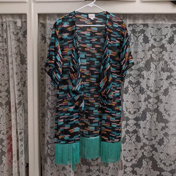 Colorful Fringe Kimono Cover-up | LuLaRoe Monroe - Picture 1 of 11